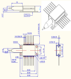 1349nmDFB蝶形激光器外形尺寸